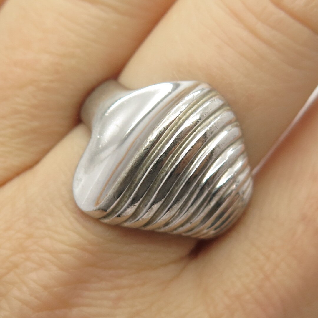 Vintage SILVER 925 Ring リング　古着　ヴィンテージ 925 Sterling Silver Vintage Ribbed Design Ring Size 9 - Etsy