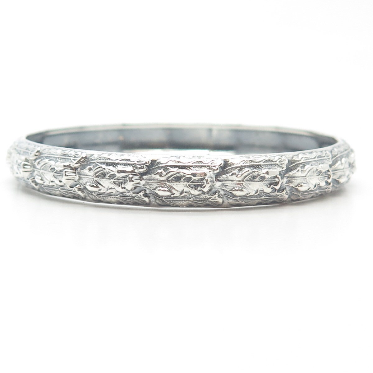 925 Sterling Silver Vintage Ornate Bangle Bracelet 7.5