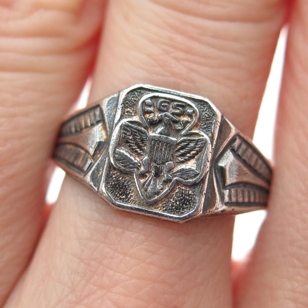 CLARK and COOMBS Sterling Silver Antique Girl Scouts Sign Adjustable ...