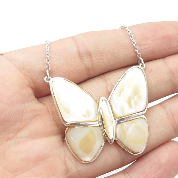 925 Sterling Silver Vintage Real Mother-Of-Pearl … - image 1