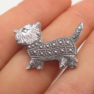 800 Silver Vintage Dog Pin Brooch