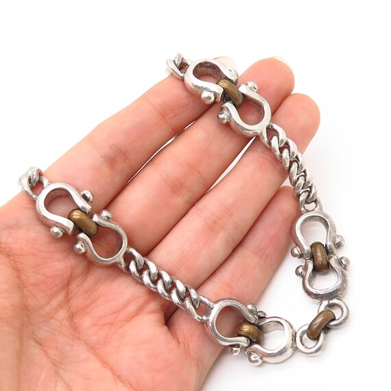 925 Sterling 2-tone Vintage Mexico Heavy Horse Bit Cuban 