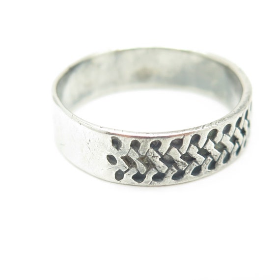 925 Sterling Silver Vintage Woven Band Oxidized R… - image 6