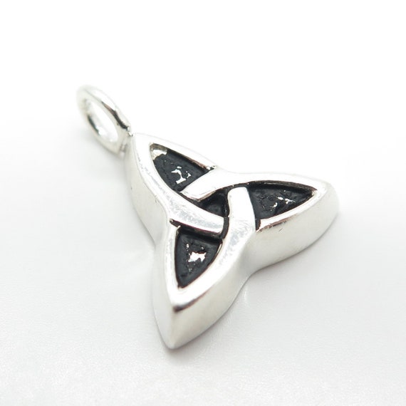 925 Sterling Silver Vintage Triquetra Charm Penda… - image 4