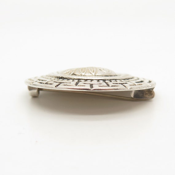800 Silver Vintage Greek Theme Pin Brooch - image 3