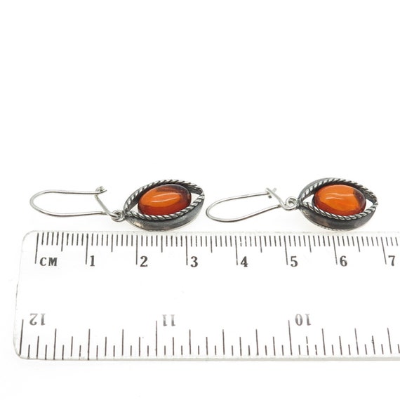 925 Sterling Silver Vintage Real Amber Modernist … - image 3