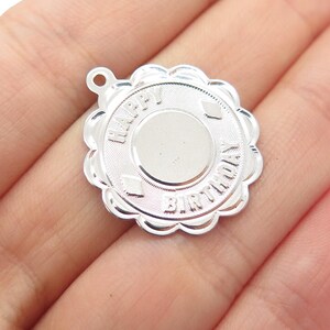 CREA 925 Sterling Silver Vintage Happy Birthday Charm Pendant