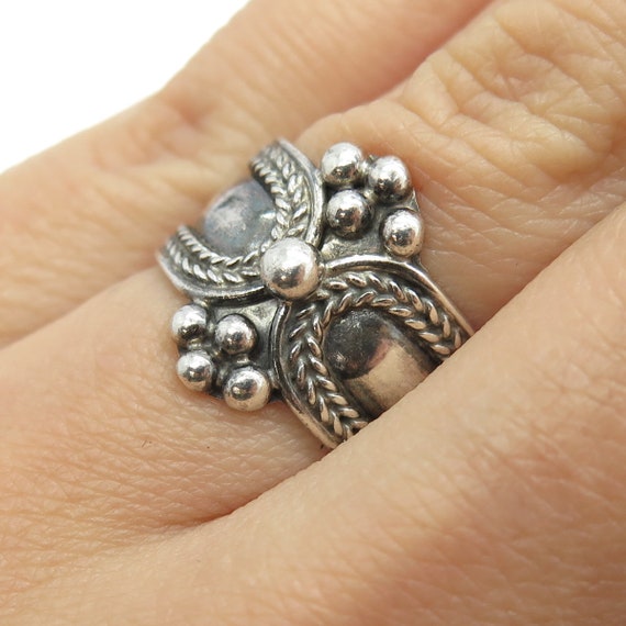 925 Sterling Silver Vintage Ethnic / Boho Ring Si… - image 2