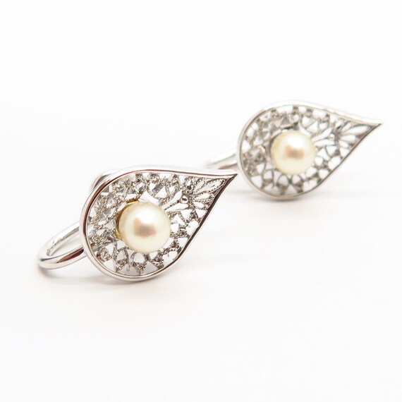 925 Sterling Silver Vintage Marvel Real Pearl Lea… - image 3