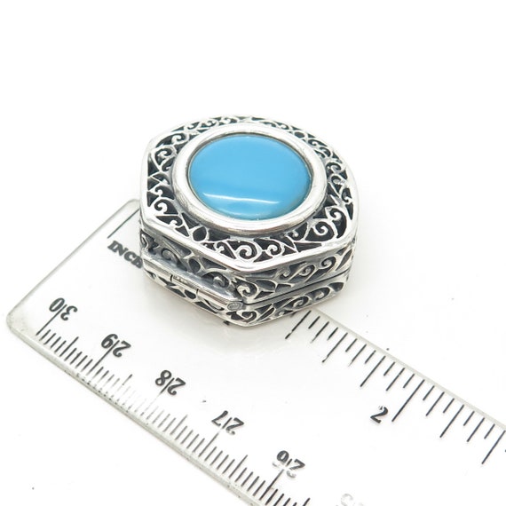 925 Sterling Silver Vintage Faux Turquoise Ornate… - image 4