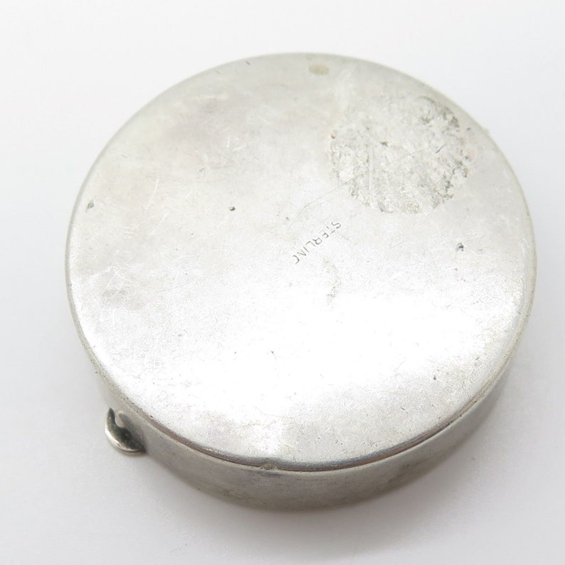 Vtg 925 Sterling Silver Mirror Pill Box