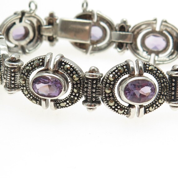 925 Sterling Silver Vintage Amethyst and Marcasit… - image 4