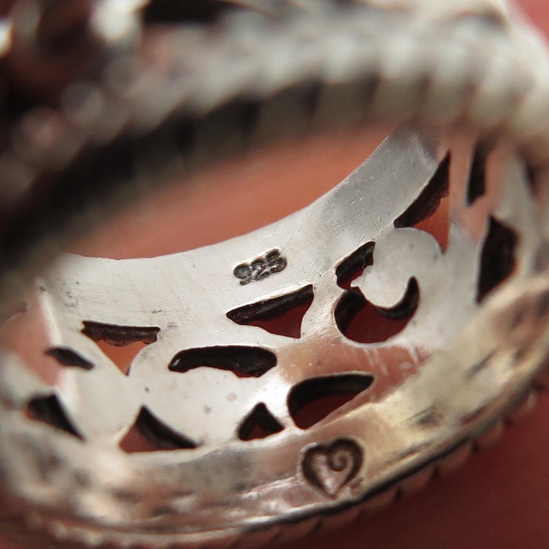 BRIGHTON 925 Sterling Silver Vintage Swirl Oxidized Ring Size 6.25 afbeelding 6