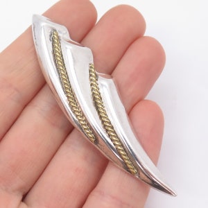 925 Sterling Silver 2-Tone Vintage Mexico Twisted Hollow Pin Brooch