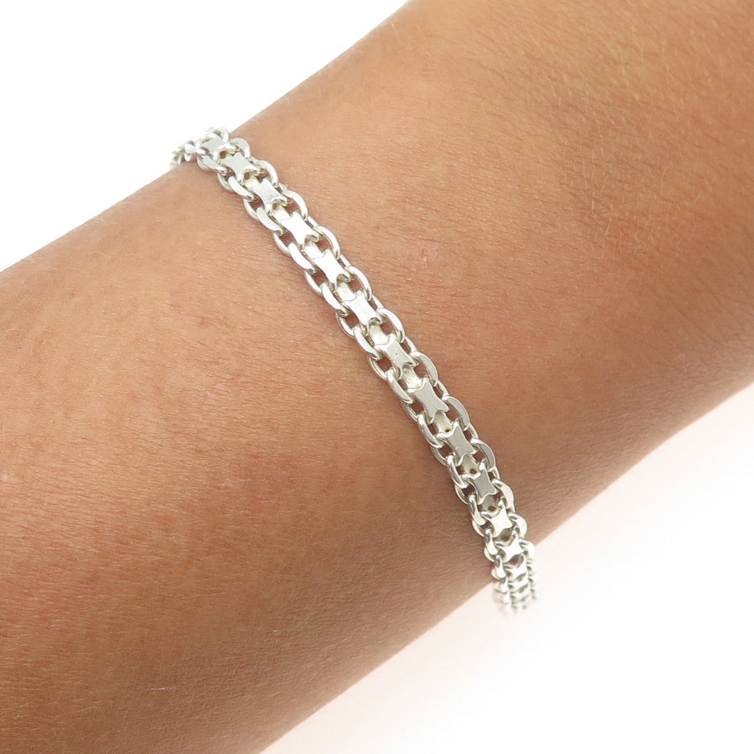 925 Italian Silver Bangle 13.6 Car Flat Three-Ring Round Clasp Bracelet main image 1