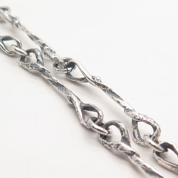 925 Sterling Silver Vintage Twisted Bar Chain Nec… - image 2