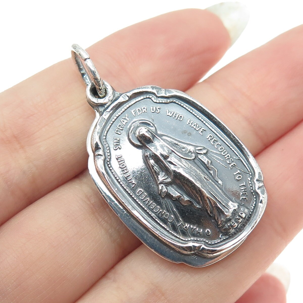 M. DE JEAN 925 Sterling Silver Antique St. Mary & Christopher 