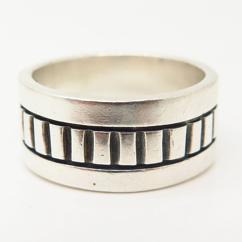 925 Sterling Silver Vintage Ornate Design Mens Band Ring Size 11