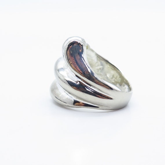 925 Sterling Silver Vintage HAN Ribbed Wide Ring … - image 4