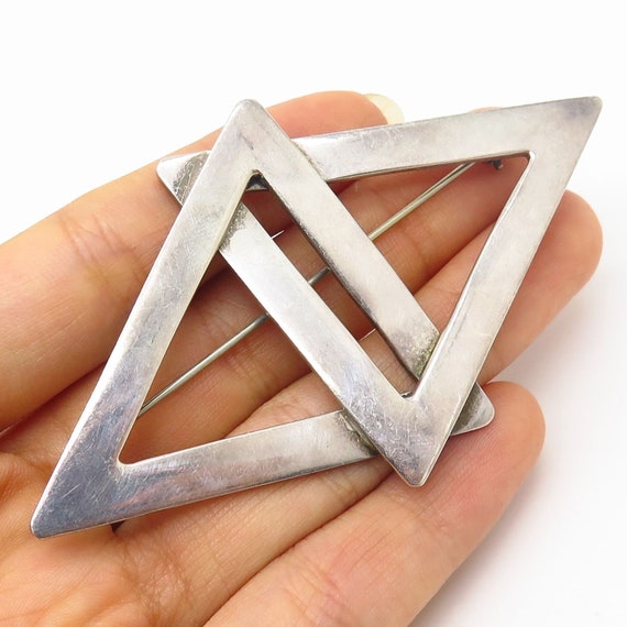 Vintage Mexico 925 Sterling Silver Modernist Trian