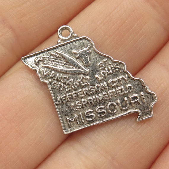 Missouri State Charm Antiqued Sterling Silver Missouri State Charm Antiqued Sterling Silver
