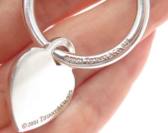 【美品】Tiffany&Co.2001ハートlargeキーリング・ラウンドタグ TIFFANY & CO. 925 Sterling Silver Vintage 2001 Heart Tag Screw