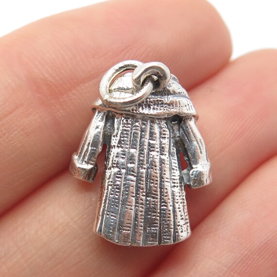 925 Sterling Silver Vintage Coat Outerwear Pendant - image 2