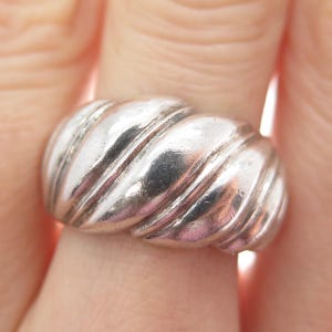 925 Sterling Silver Vintage Modernist Wavy Ring Size 7