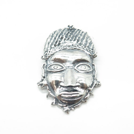 925 Sterling Silver Vintage Lyoba Idia Mask Repro… - image 5