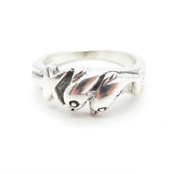 925 Sterling Silver Vintage Friendly Dolphin and … - image 3