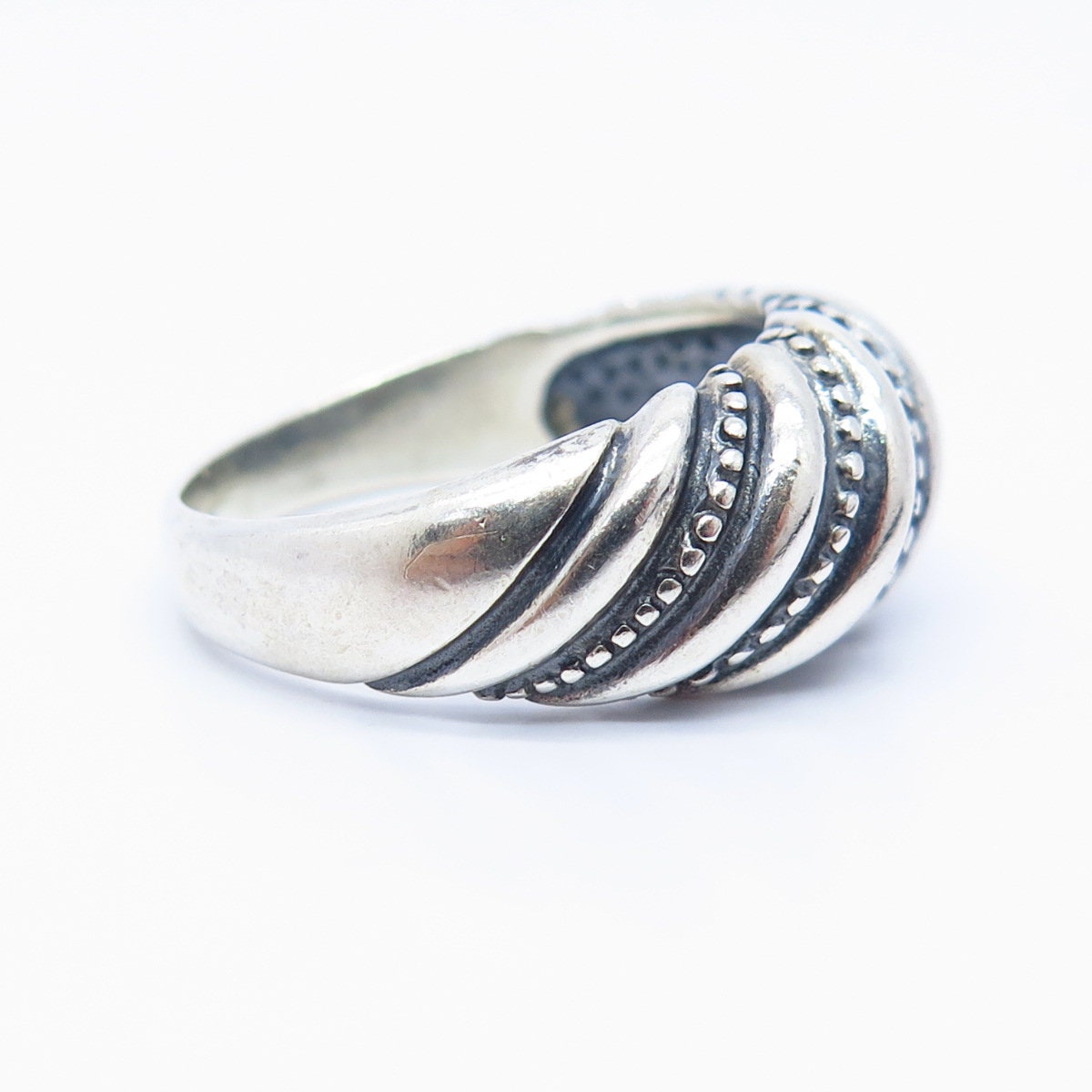 【Scaletto】[Silver925] BB04 Twisted Ring Vintage Sterling Silver Twist Band Ring, UK Size K, US Size