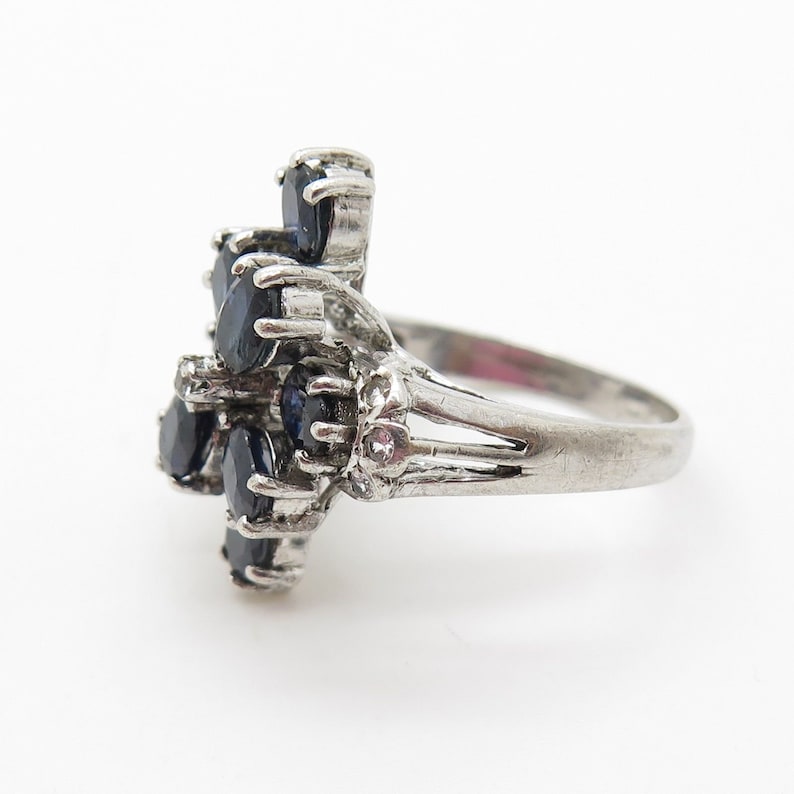 925 Sterling Silver Real Sapphire Gemstone Ring Size 7