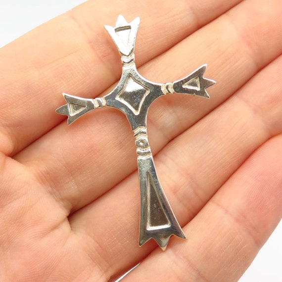 925 Sterling Silver Abstract Cross Slide Pendant - image 1