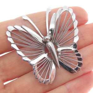 925 Sterling Silver Vintage Butterfly Filigree Pin Brooch