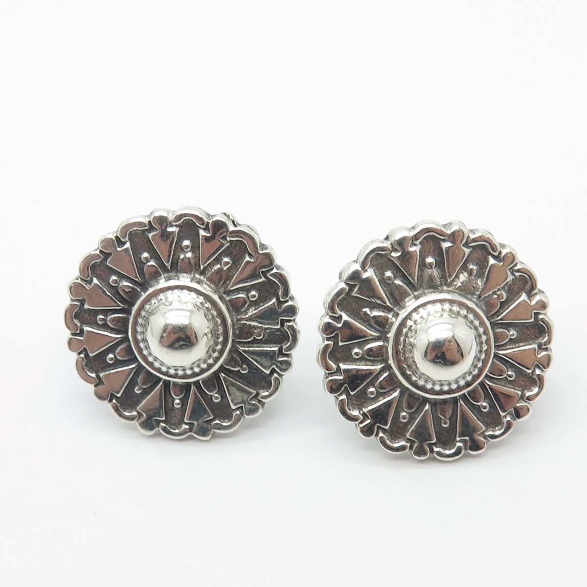 Boucles D'oreilles Vintage Rondes - Pierre Minérale Abricot Sur Plaqué Or Jaune - Clous - Neuf Avec étiquettes