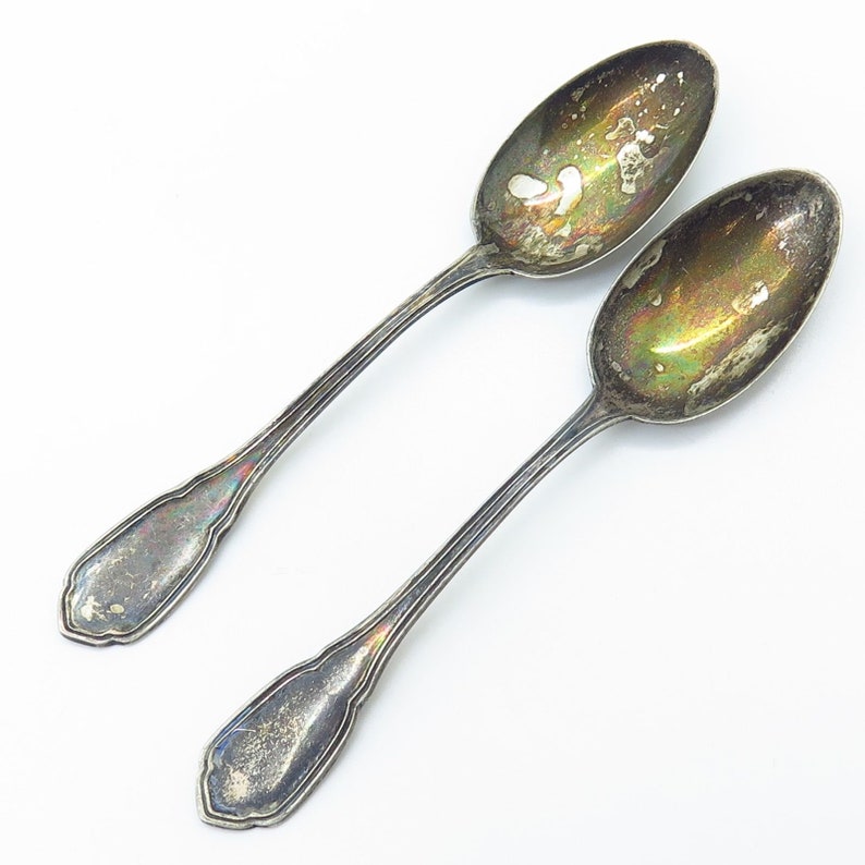 Antique Italy Padova 800 Silver Set Of 2 Demitasse Spoons