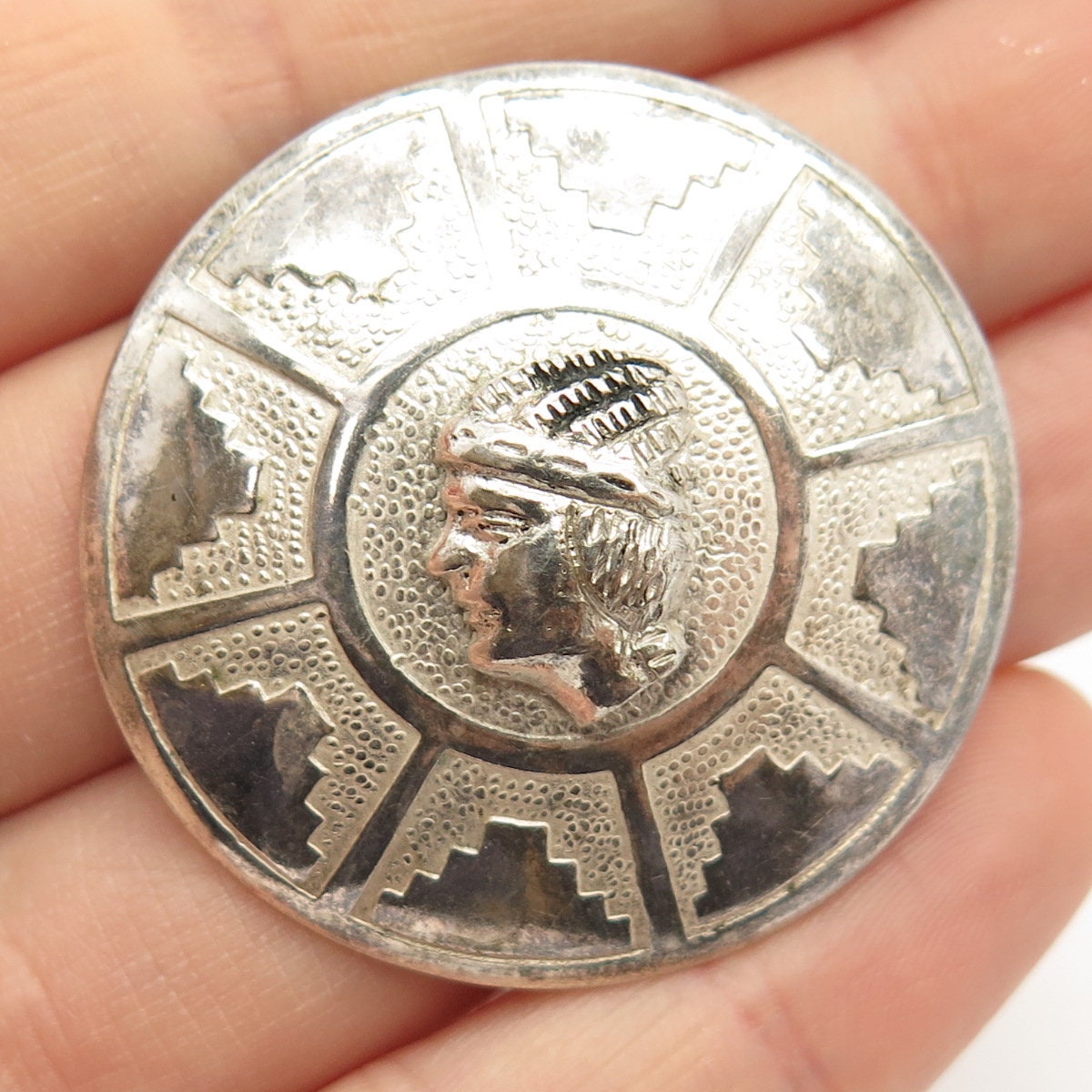 Brooch Ecuador 900 sterling silver - pendant folk art - 1.5