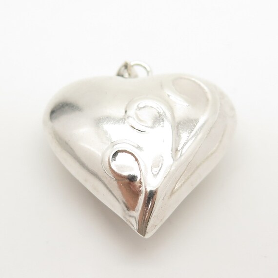 925 Sterling Silver Vintage Hollow Heart Pendant - image 4