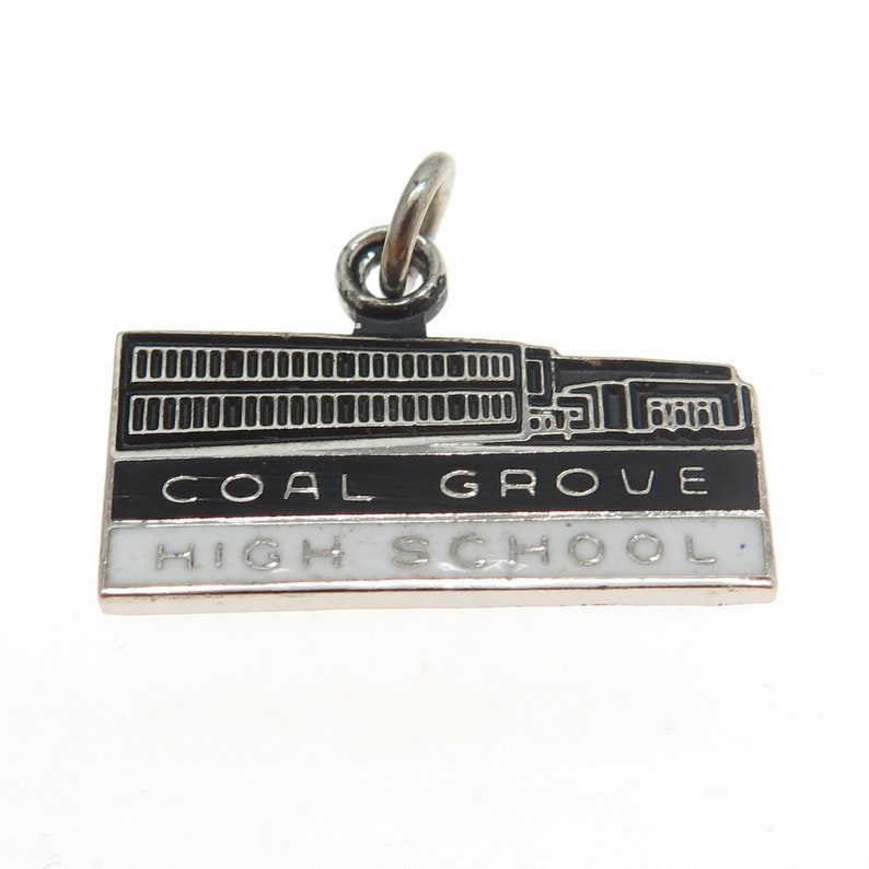 KINNEY 925 Sterling Silver Vintage Enamel coal Grove High School