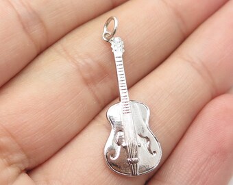 925 Sterling Silver Vintage Classic Violin Pendant