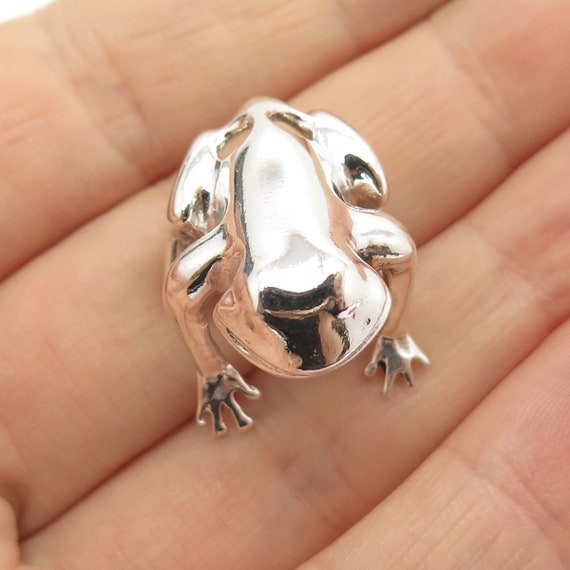Sitting Frog Charm Sterling Silver Antiqued Finish Sitting Frog Charm Sterling Silver Antiqued Finish