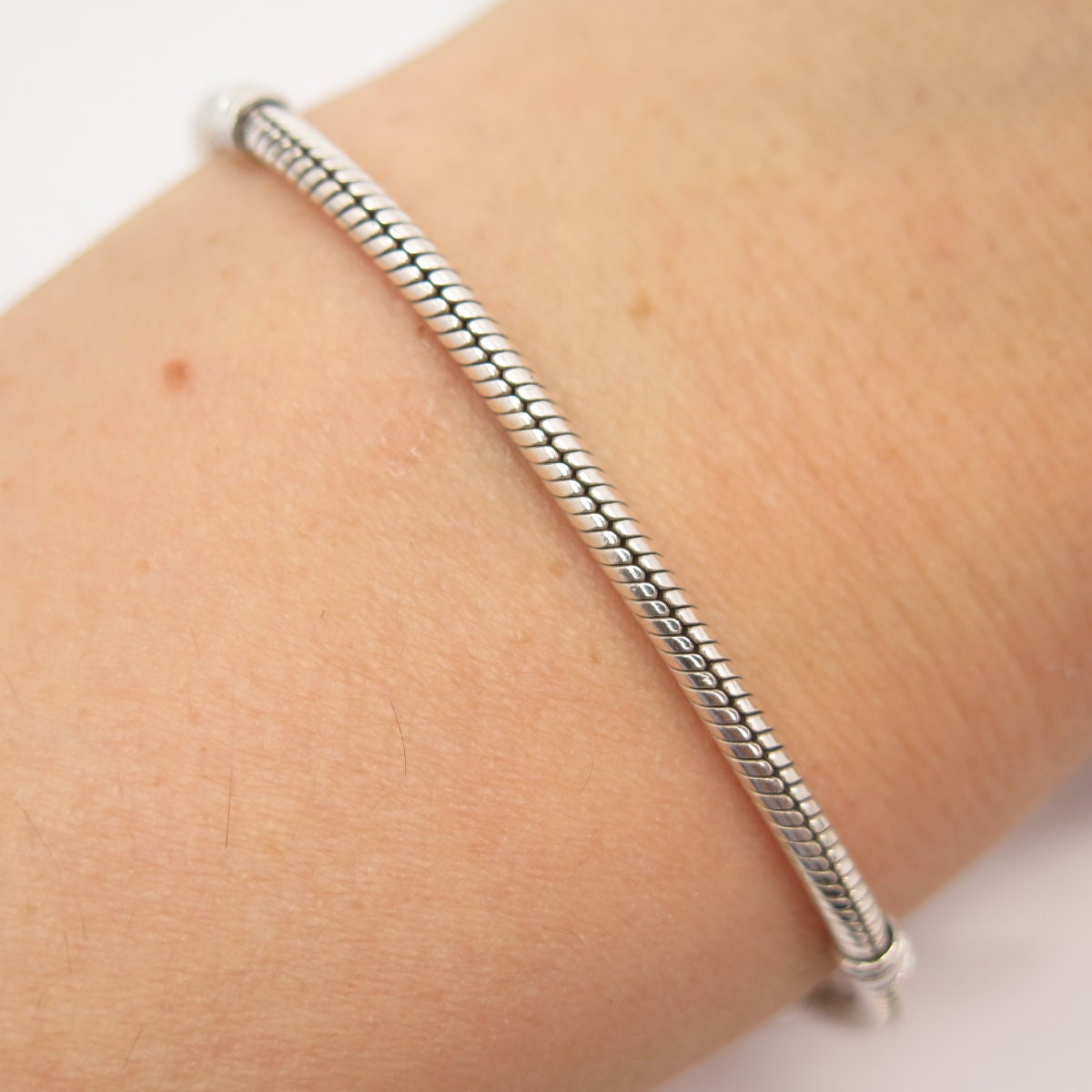 925 Sterling Silver Vintage Pandora Herringbone Station Link