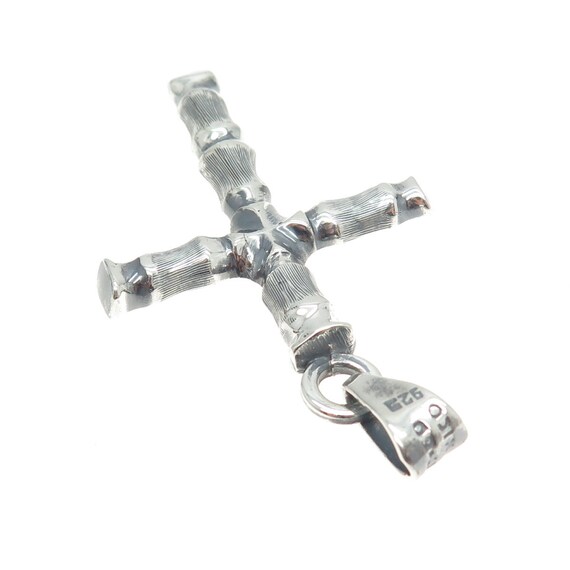 925 Sterling Silver Vintage Mexico Bamboo Cross P… - image 6