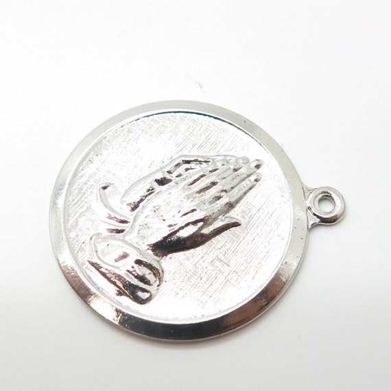 925 Sterling Silver Vintage Hands In Prayer Charm… - image 5