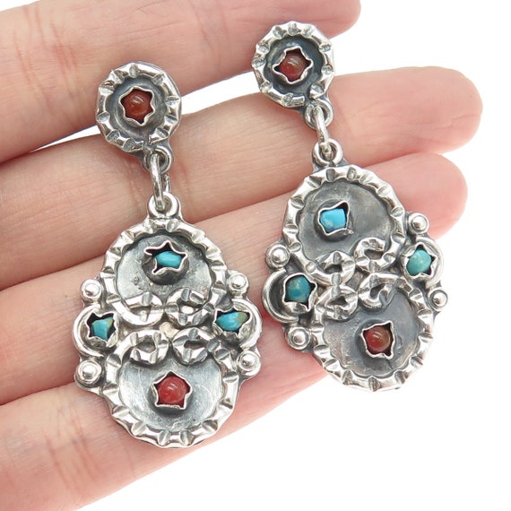 925 Sterling Silver Vintage Mexico Real Turquoise… - image 1