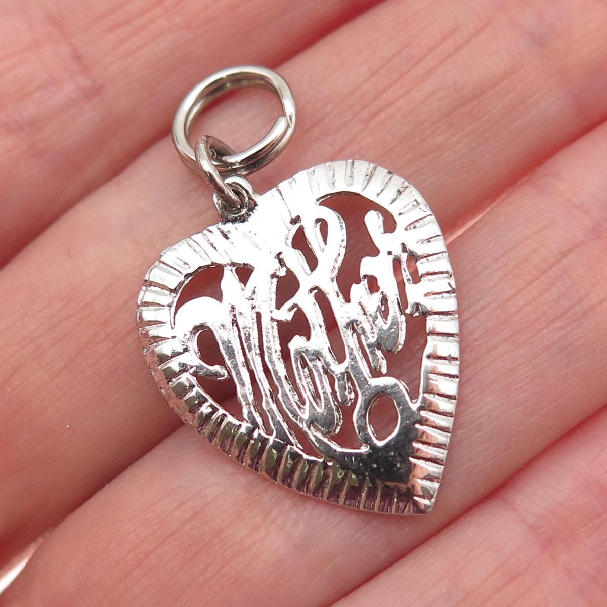 925 Sterling Silver Vintage Mother Heart Mini Charm Pendant - Etsy