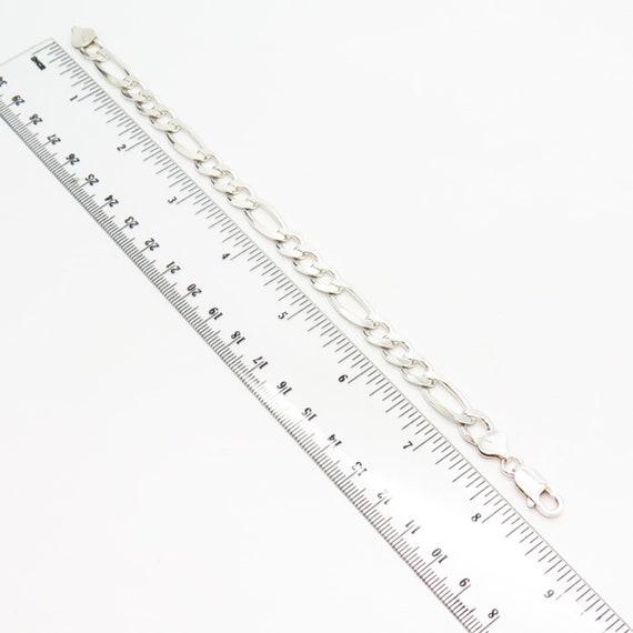 925 Sterling Silver Italy Figaro Link Bracelet 8" - image 3