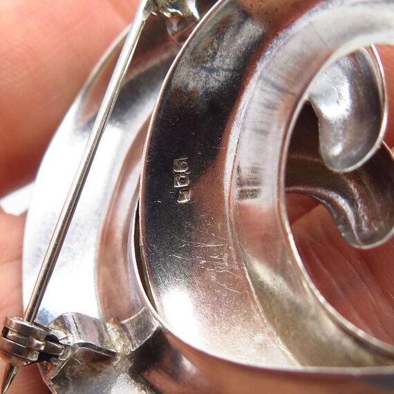 925 Sterling Silver Vintage Modernist Pin Brooch - image 4