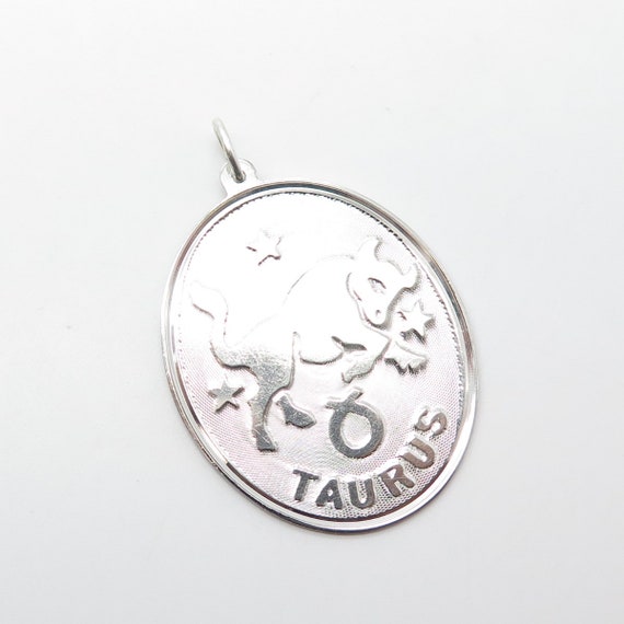 925 Sterling Silver Vintage Taurus Zodiac Sign Pe… - image 5