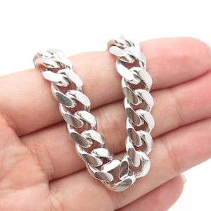 925 Sterling Silver Italy Heavy Cuban Chain Necklace 24&quot;